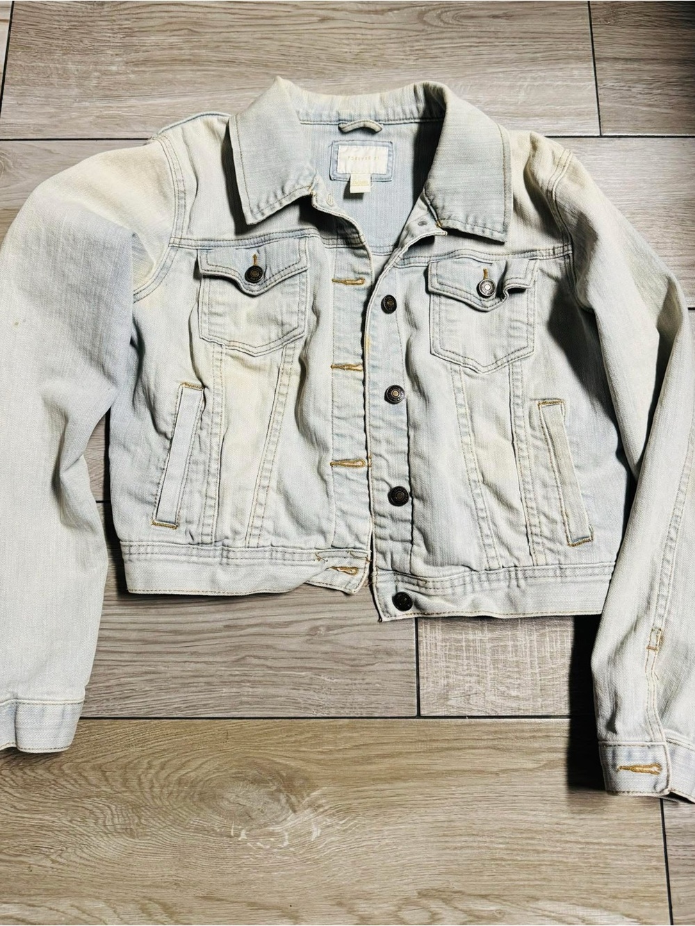 Forever 21 Light Blue Cropped Denim Jacket